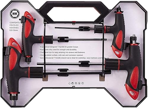 Miniatura 3 de Lichamp Juego de llaves Allen con mango en T, surtido SAE y métrico, llave hexagonal Allen de mango largo estándar