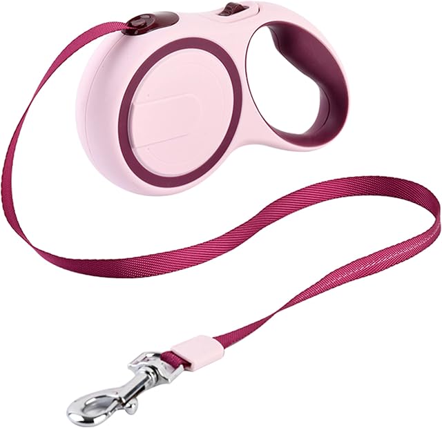 Liangduo Retractable Dog Lead, 5M Heavy Duty Strong Dogs Leads One-Handed Button Brake/Lock Extendable Nylon Ribbon Dog Leash for Up To 44Lbs Dogs Walking Running Training