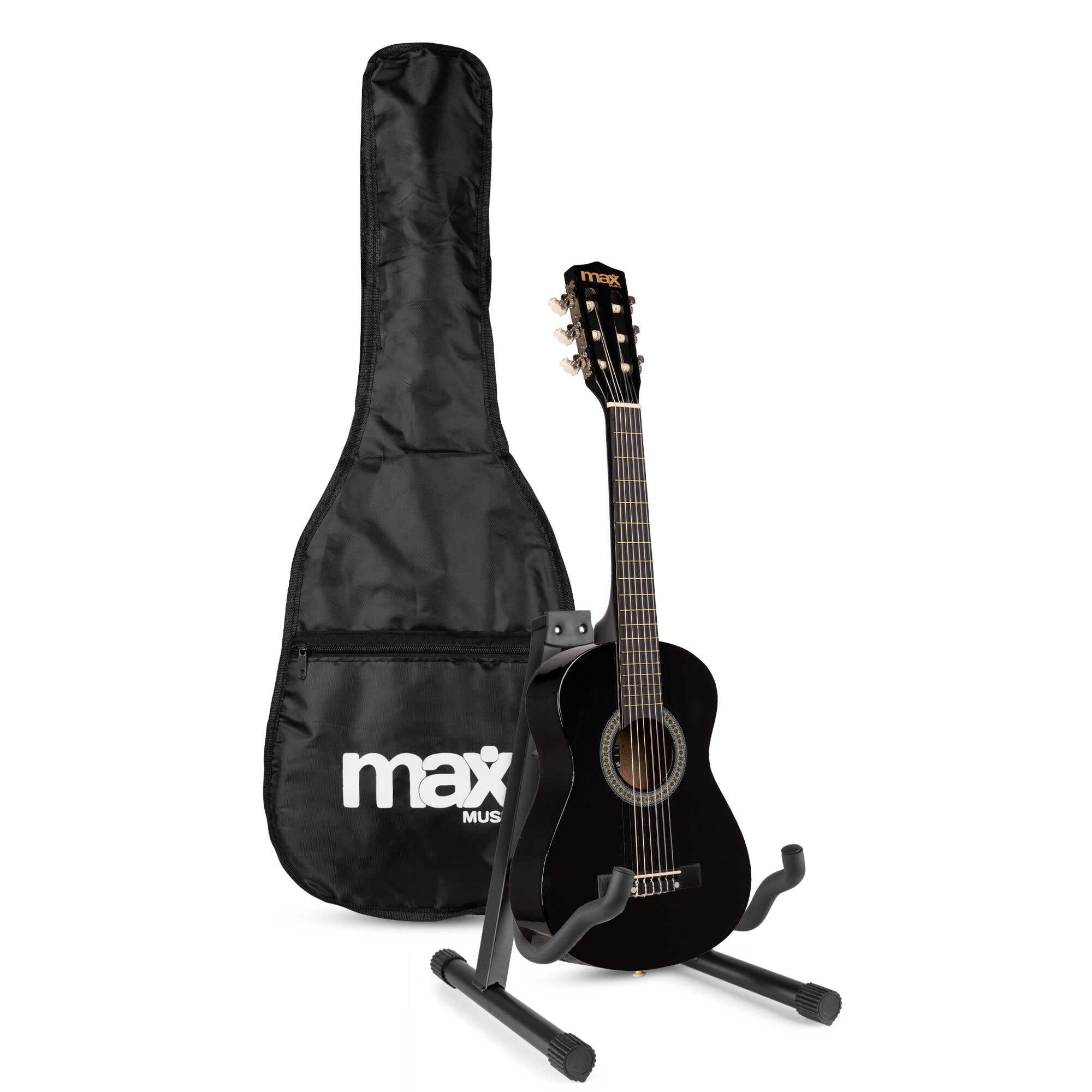 MAX SoloArt Junior 1/4 Guitarra Clásica para Niños de 3 a 6 Años - Set Completo con Funda Mochila, Afinador Clip, Soporte GP20, Púas y Cuerdas de Nailon - Ideal para Principiantes Infantiles