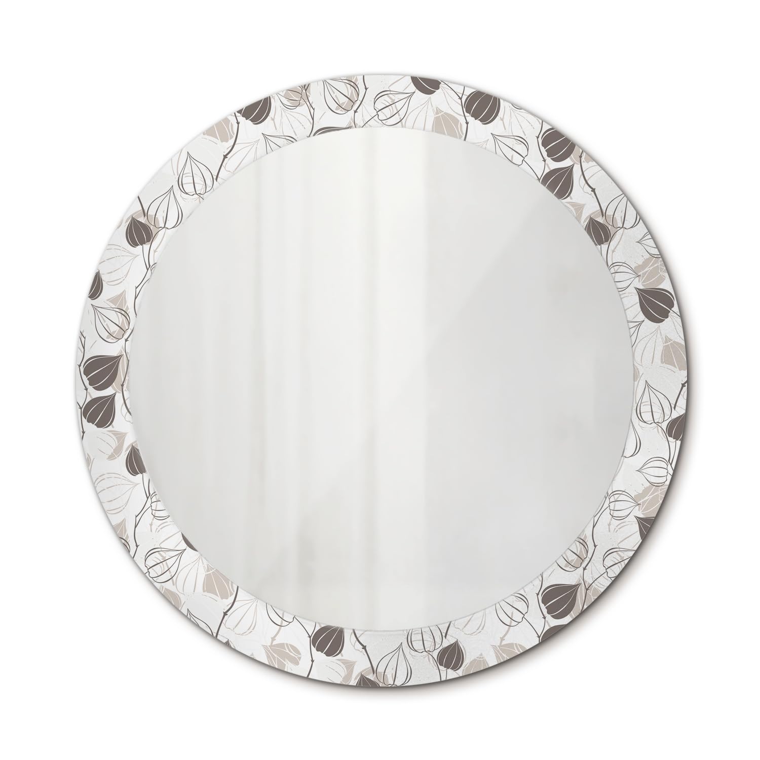 Miroir imprimé rond 80 cm floral abstrait sans cadre pour salle de bain et chambre