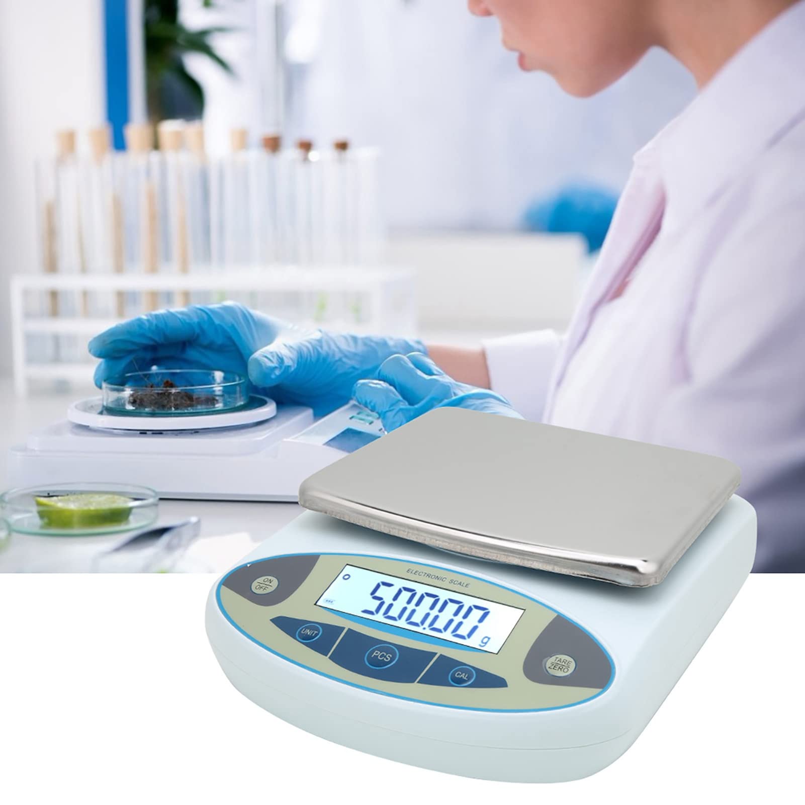 Balanza de laboratorio digital de capacidad de 5000 g con resolución de 0,01 g, báscula electrónica de pesaje de alta precisión para aplicaciones industriales, de joyería y de