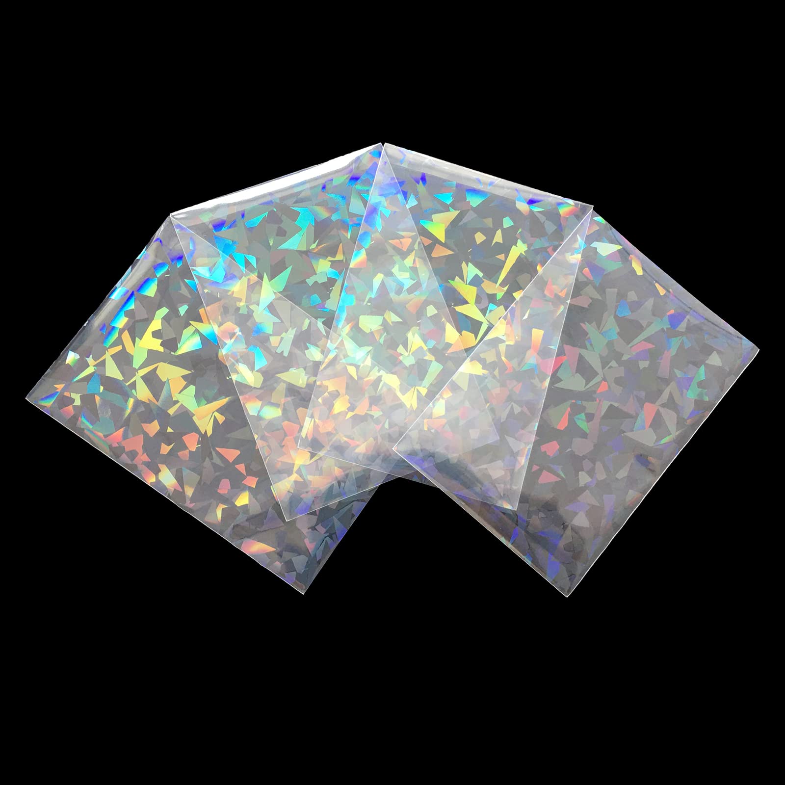 AEGIS 100 Pieces Kpop Photocard Sleeves Baseball Photocard Sleeves Shattered Glass Shape Laser Flashing Transparent Protective Sleeves Trading Cards Shield Cover Holographic Foil Sleeves 65*90mm