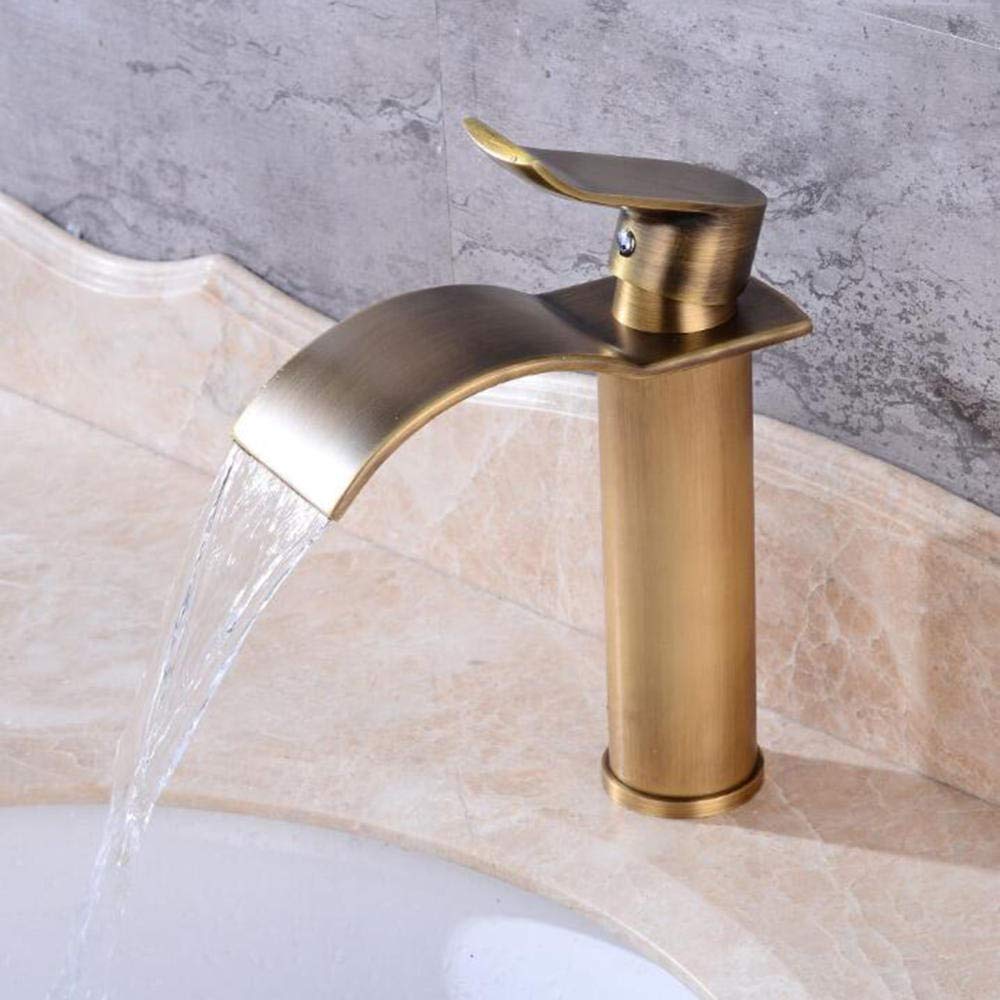 Robinet mitigeur de lavabo cascade en laiton antique MRKU pour salle de bain rétro