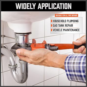 HORUSDY 4 Pack Heavy Duty Pipe Wrench Set, Adjustable 8 10 12 14 Soft Grip Plumbing Wrench Set with Storage Bag