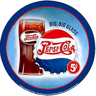 Round Sign | Pepsi Big Glass Sign | 12” Diameter | Embossed Aluminum Sign | Made in the USA