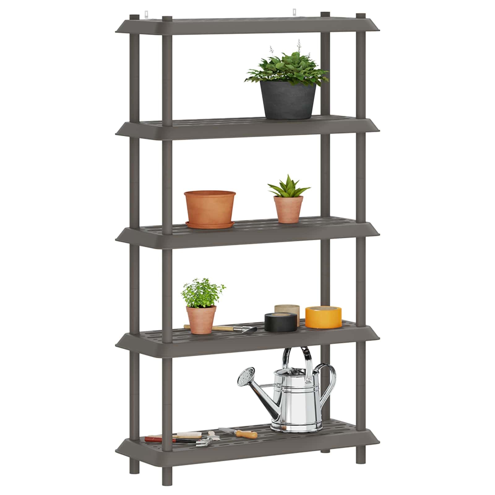 Scaffale a 5 ripiani, 100 x 40 x 177 cm, in polipropilene, grigio