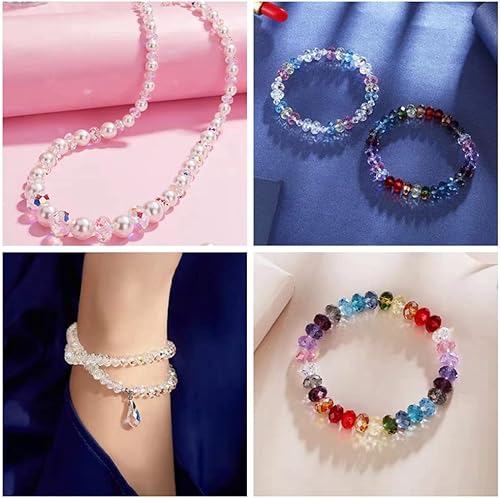 Miniatura 7 de Jmassyang Briolette Rondelle - Cuentas de cristal facetado AB para hacer joyas, pulseras, collares, aretes (azul lago AB, 0.236 x 0.315in)