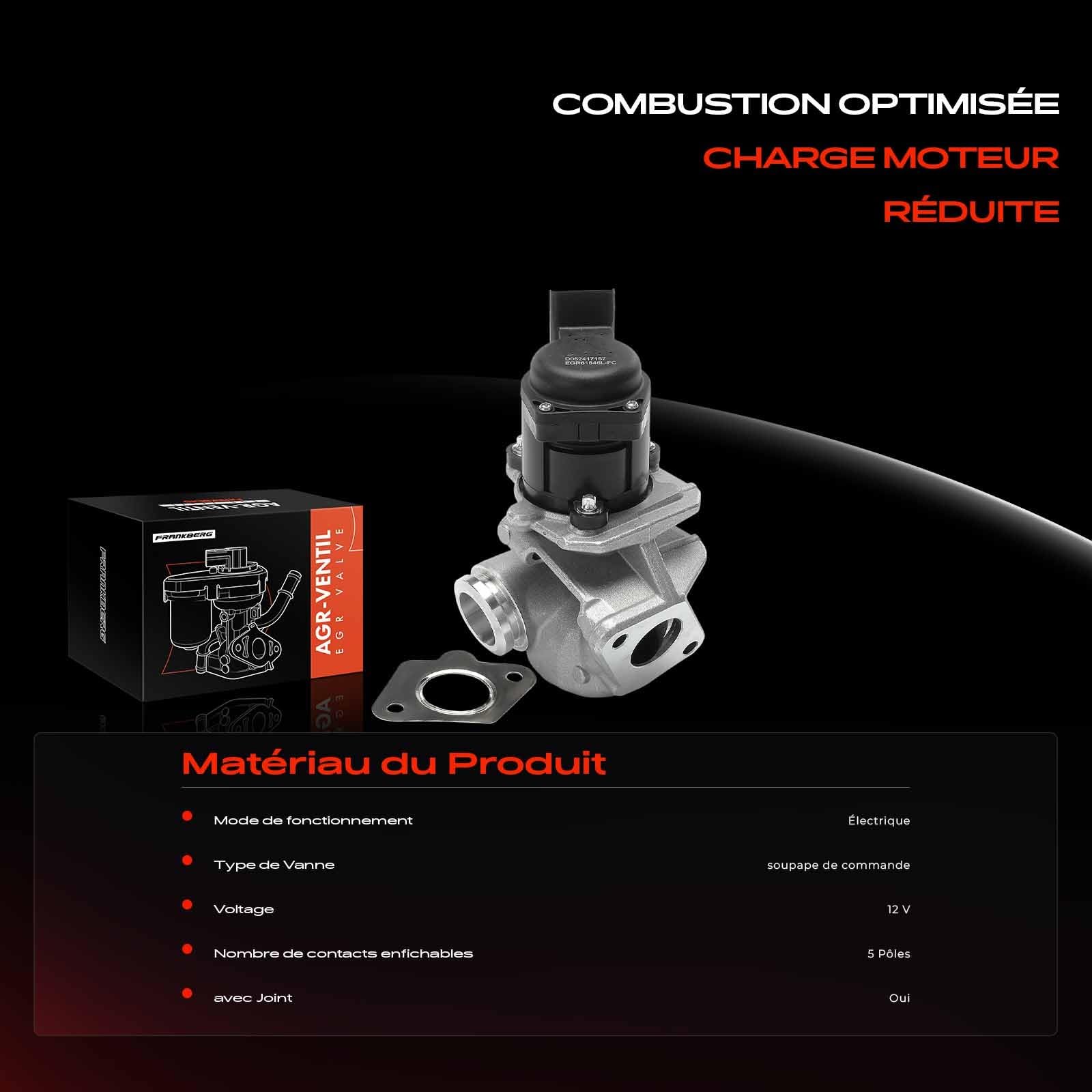 Frankberg Vanne EGR de recirculation des gaz d'échappement 1618.N8 | Compatible avec: 23h07 PN, Fourgonnette Fiesta V, C1 PM PN, Bipper AA, Fiesta V JD JH, berline 206, Fourgonnette 206