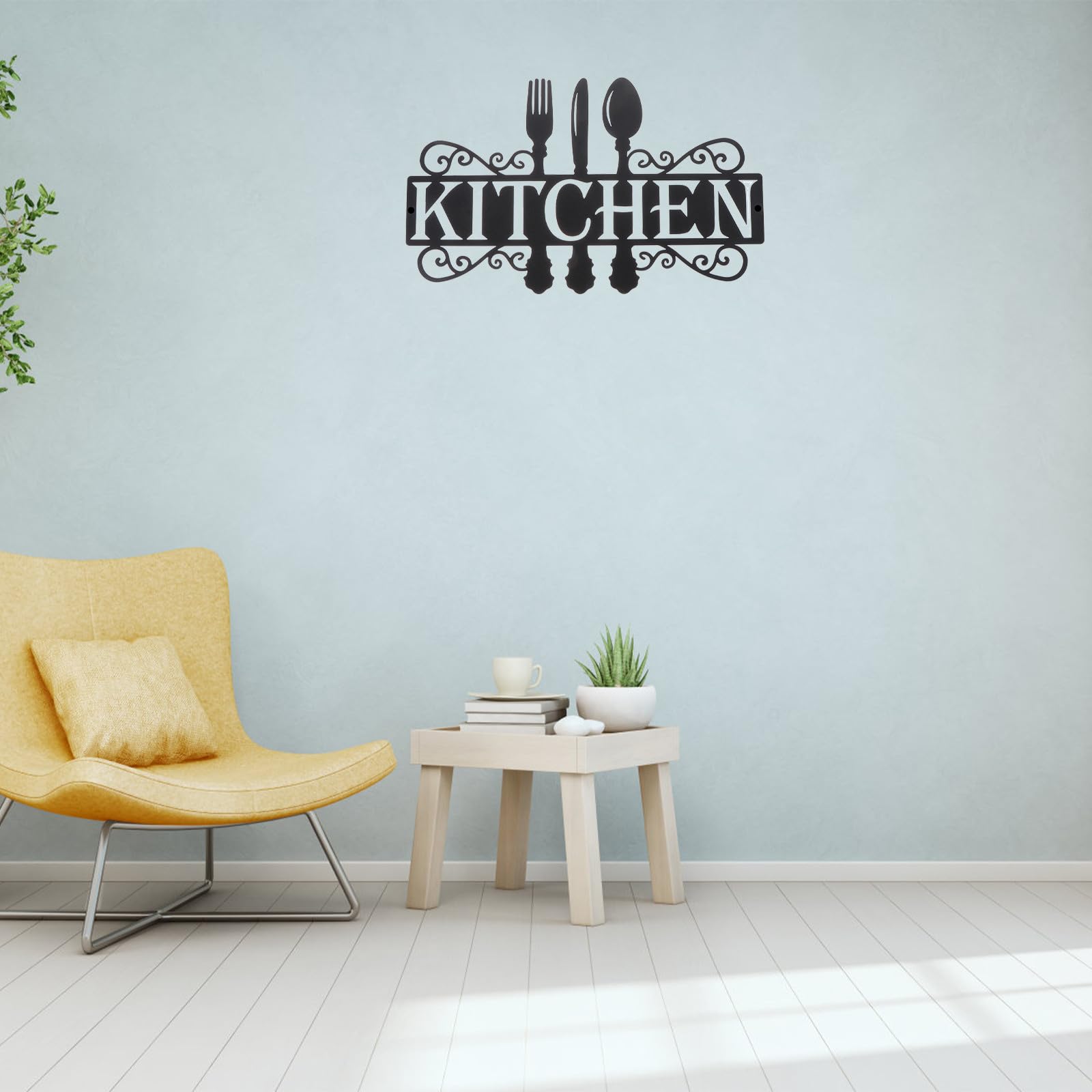 SHINEOFI Decorazione da Parete in Ferro Battuto Lettere Kitchen Ciondolo Creativo Retrò per Ristorante Bar e Cucina Insegna Decorativa da Appendere per Interni ed Esterni Set da 1
