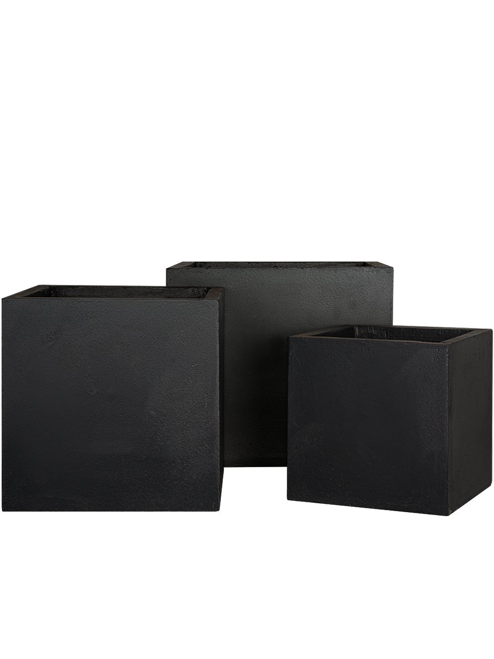 Pflanzwerk® Pflanzkübel Fiberglas Cube Anthrazit 3er-Set 23cm + 28cm + 34cm *Frostbeständig* *UV-Schutz* *Qualitätsware*