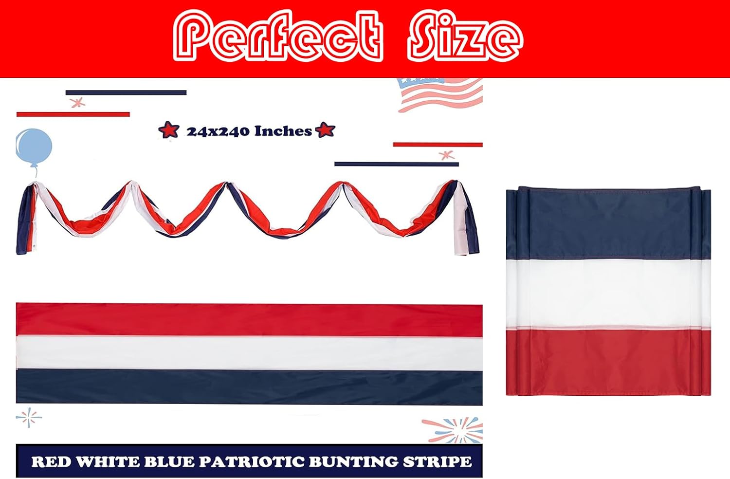 2Pack American Bunting Flag Veterans Day 4th of July 2x20Ft USA Patriotic Banner for Outside Porch Outdoor Red,White & Blue Bunting Decor Home Garden Décor Independence Day Memorial Days