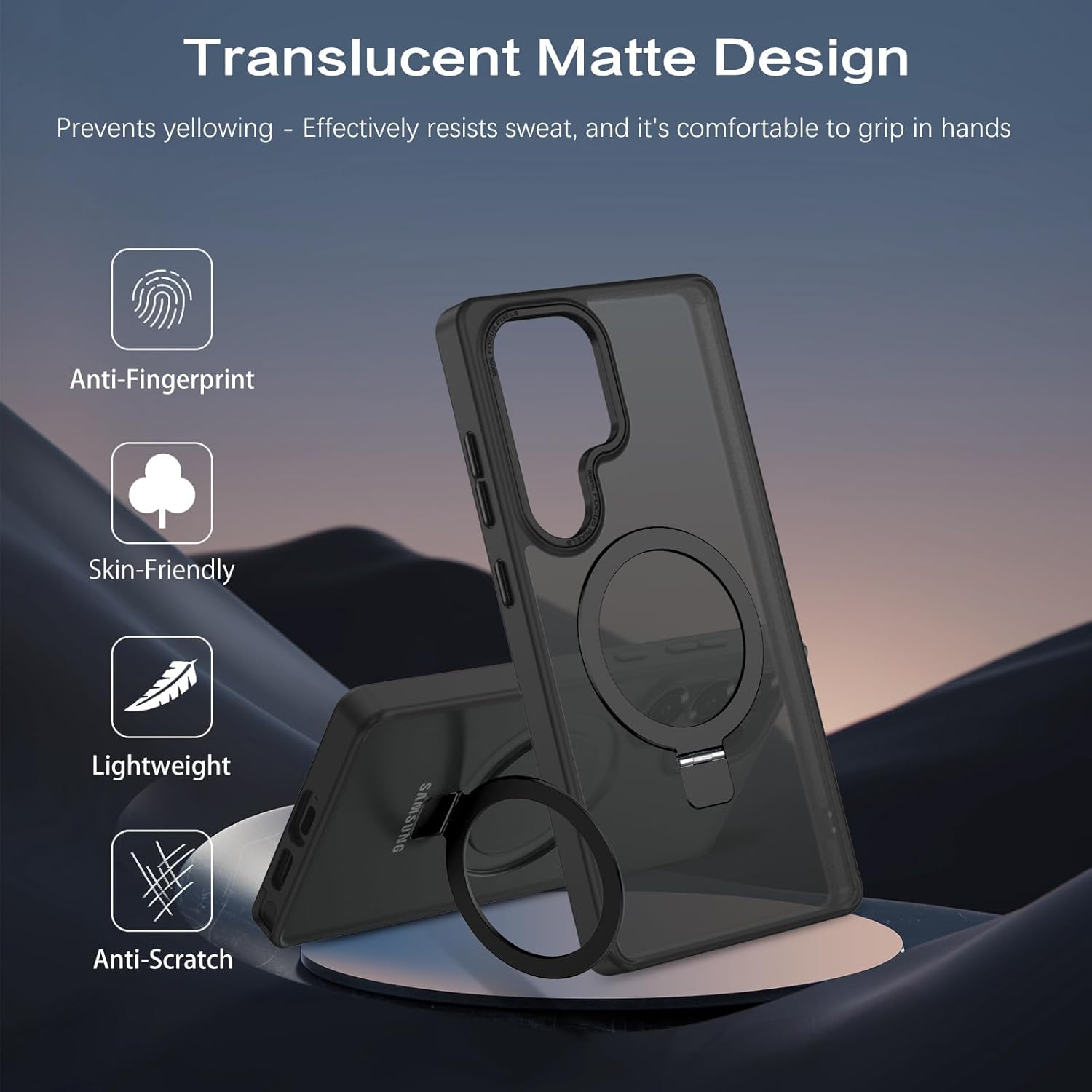 VENINGO for Samsung S25 Ultra Case, Magnetic Case for Samsung S25 Ultra, Slim Luxury Translucent Matte Shockproof Full Body Protection Phone Case Holder Kickstand for Samsung S25 Ultra 6.9'', Black - Image 8