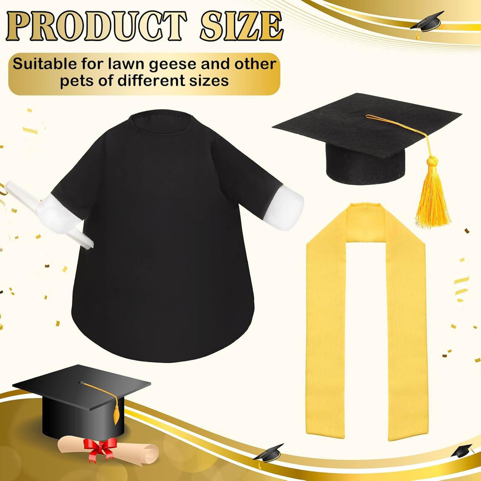 Graduation Porch Goose Outfit Plastic Lawn Goose Clothes with Graduation Cap and Gown Stoles Goose Statue Outdoor Patio Yard Lawn Art Decoration - 3