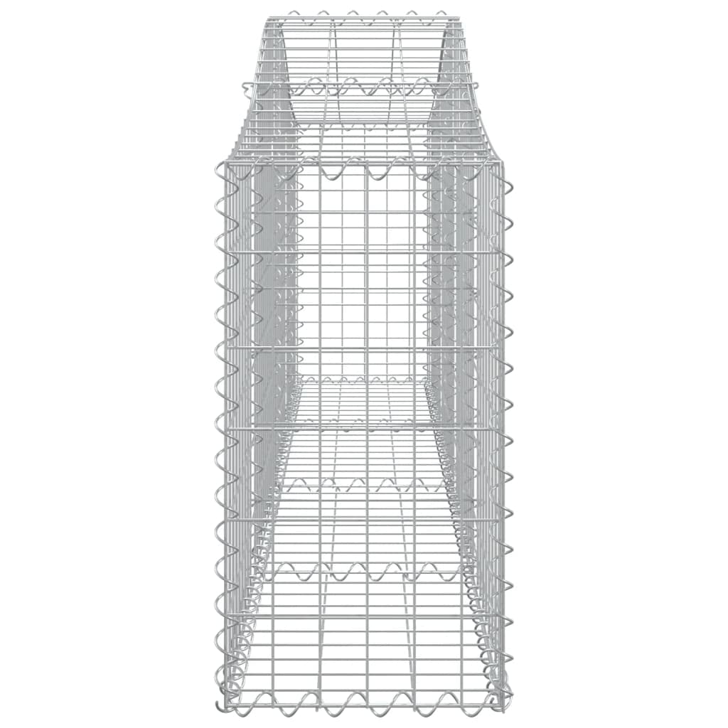Kosze gabionowe łukowe 8 sztuk 200 x 30 x 60 / 80 cm z ocynkowanego żelaza, dźwiękochłonne dekoracyjne bariery ogrodowe ze wzmocnionymi haczykami i oczkami 5 x 10 cm