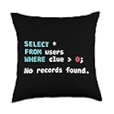 SQL Query Funny SQL Database Admin Programmer Throw Pillow