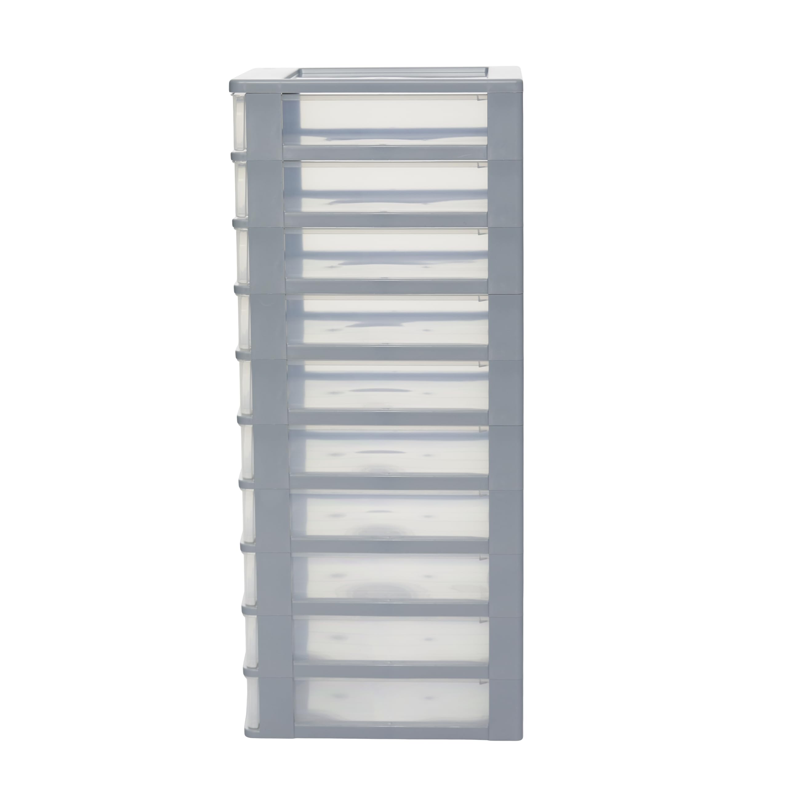 Iris Ohyama Cassettiera in Plastica, Portaoggetti, 10 Cassetti Medi, Grigio, Apertura Facile, Formato A4, A5 e A6, Organizzatore, Per Ufficio, Scuola, Cartoleria, Senza BPA, Contenitore, OCH-2100