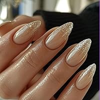 Vista 47 de Uñas postizas a presión marrón café, uñas postizas medianas de almendra, color sólido, cobertura completa, uñas postizas artificiales brillantes