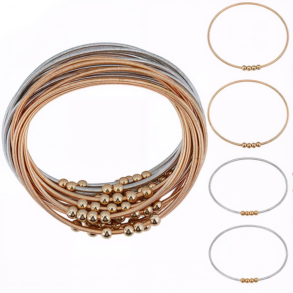 Bracelet multi brins en acier inoxydable bicolore empilable pour femme