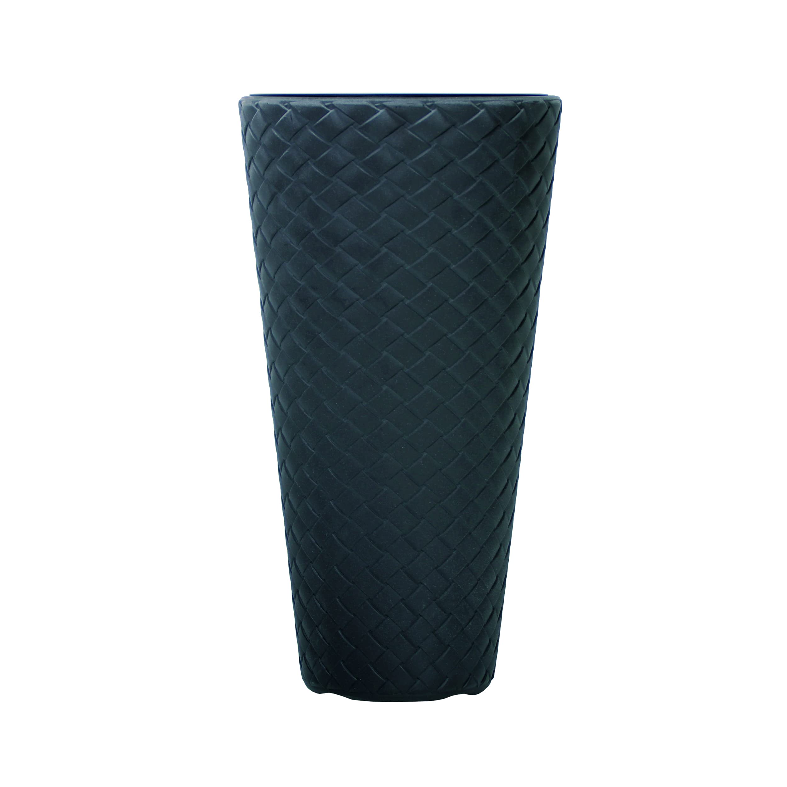 URBNLIVING Set Of Round Rattan Weave Tall Large Plant Pots Flower Indoor Outdoor Garden Planters (Anthracite (300mm), 2)
