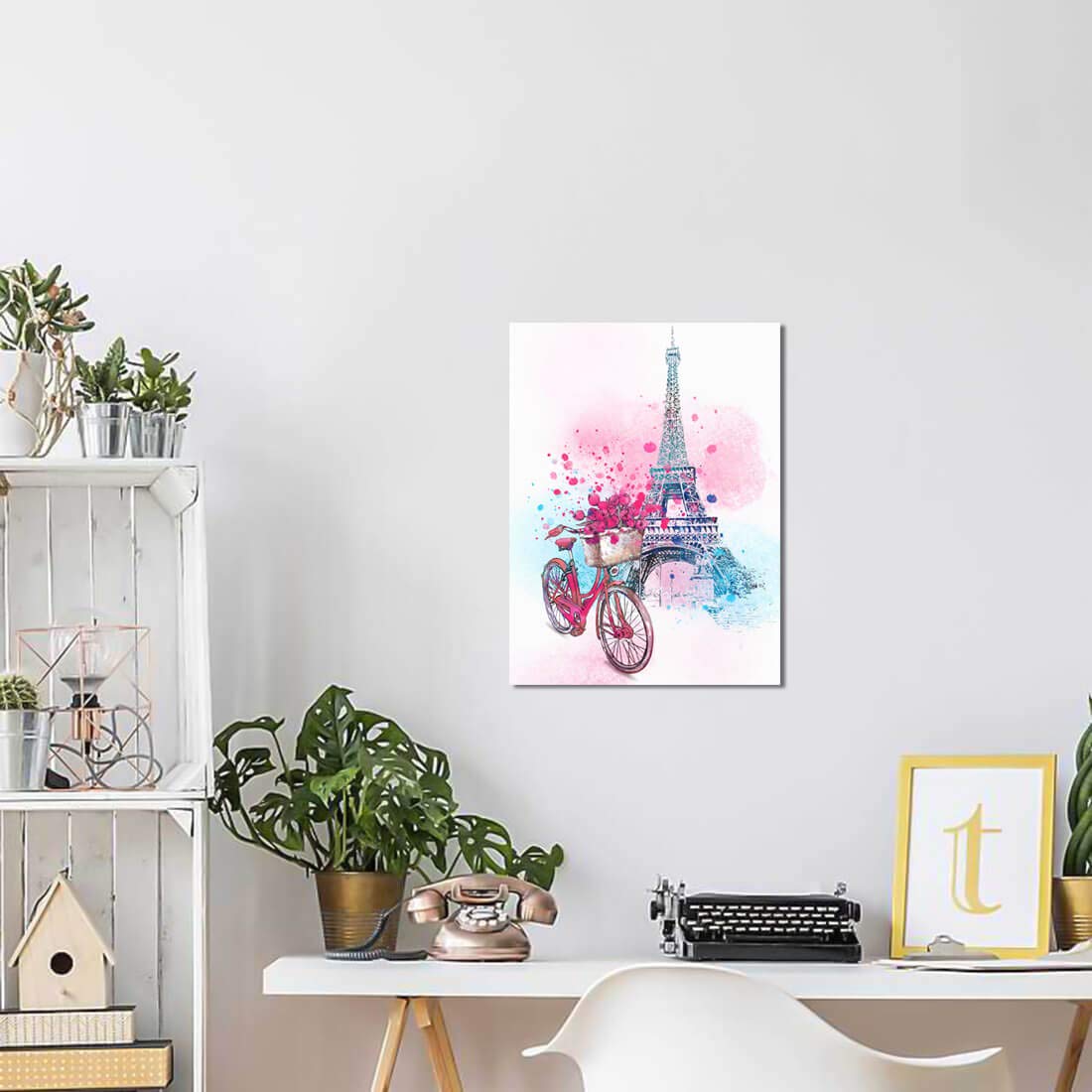 INTALENCE ART Stampa Su Tela 'Fashion Girl In Paris' - Quadro Moderno Con Torre Eiffel E Ragazza Rosa, 61x81 Cm, Decorazione Artistica Per Camera Da Letto - 3