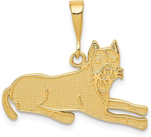 Miniatura 6 de IceCarats 14K Yellow Gold Pit Bulldog Necklace Charm Pendant