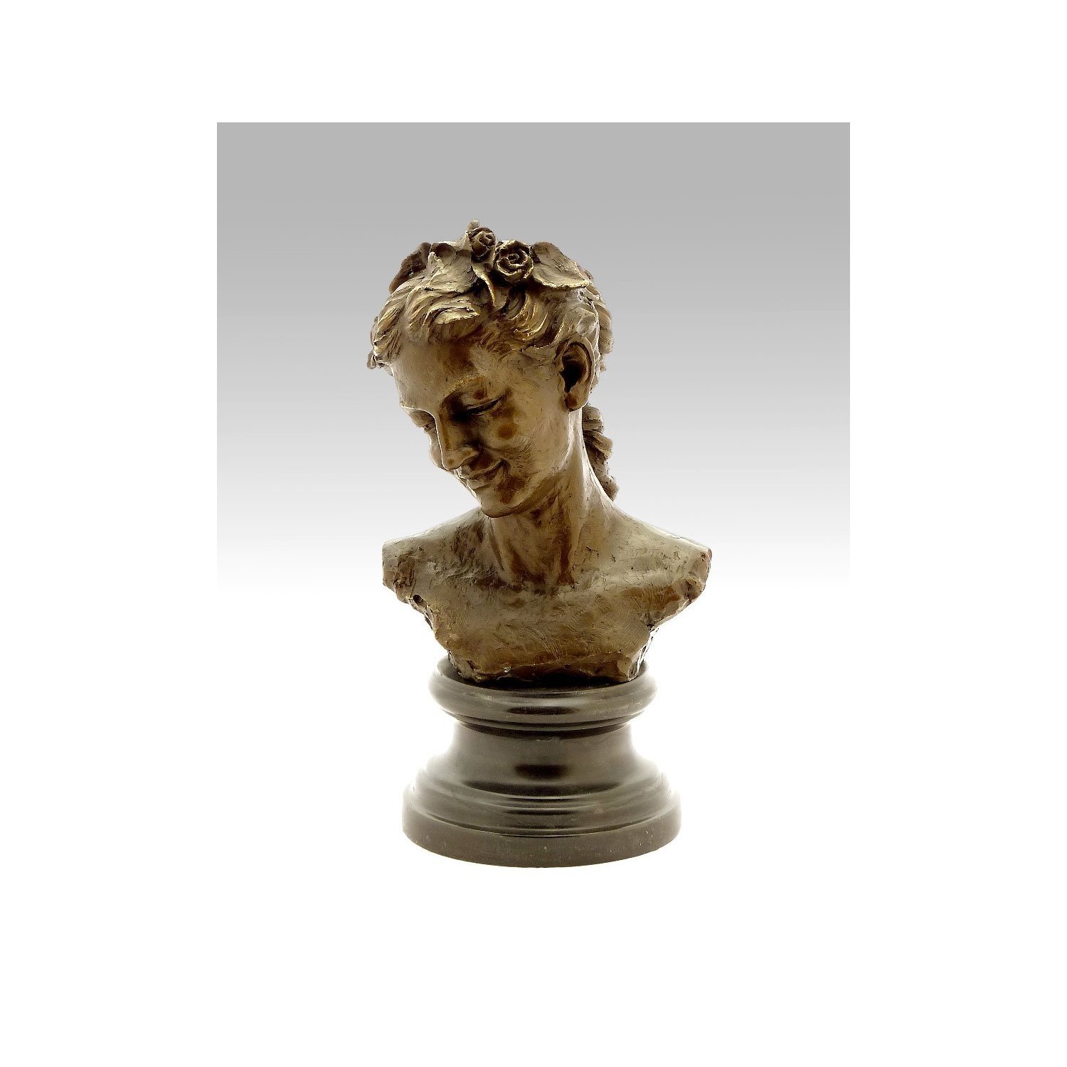 Kunst & Ambiente - Bacchante with Lowered Eyes (1872) - Jean-Baptiste Carpeaux - Skulptur - Plastik - Bronzefigur - Wohndeko - Dekoration - Deko - Frauenbüste