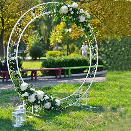 Susire Round Arch Backdrop Stand: 8.2Ft Heavy Duty Circle Metal Archway Stand With Sturdy Base - Raised White Balloon Flower Ring Background Decoration Frame For Wedding Baby Shower Birthday Party #TOP2