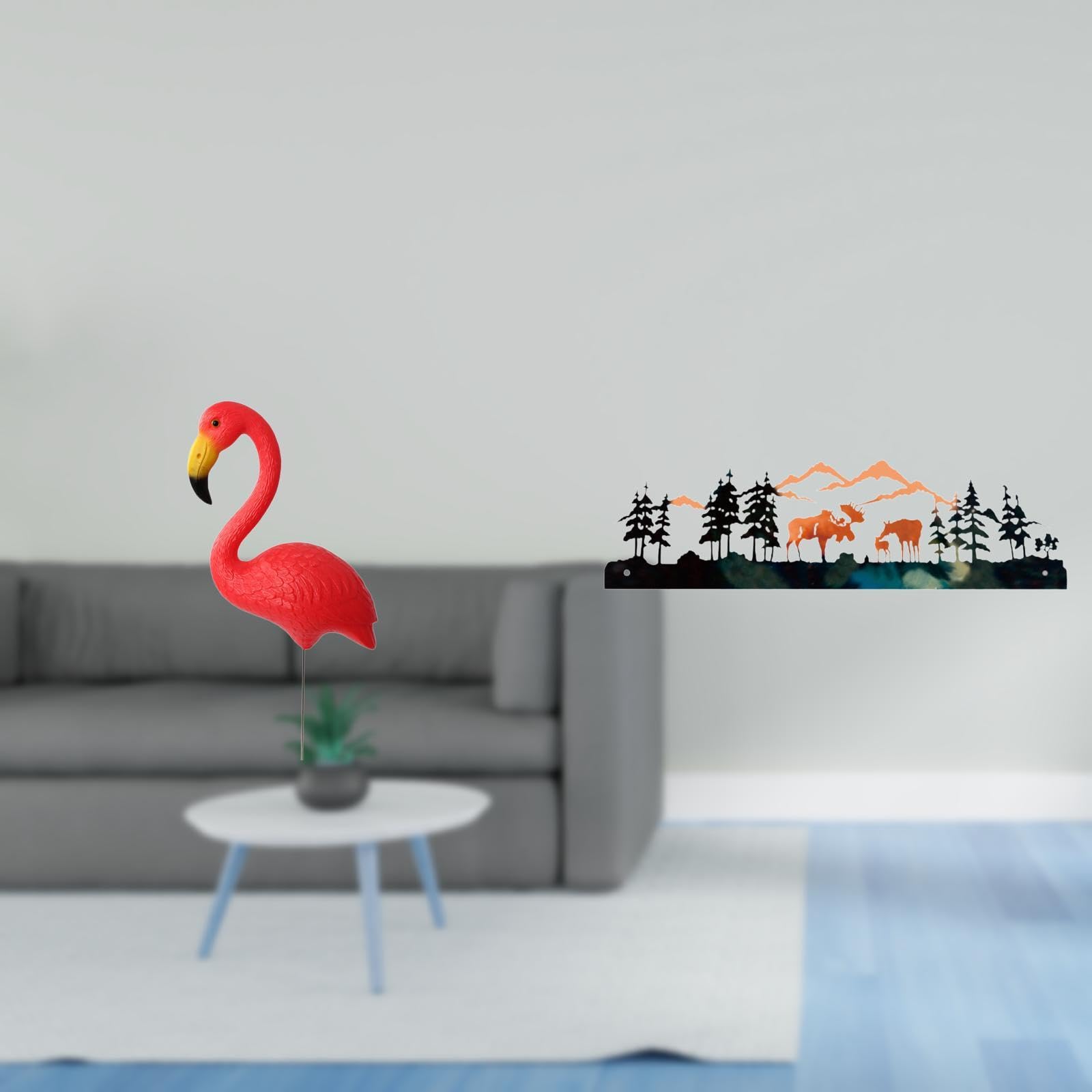 Enakshi® Flamingo Fairy Garden Stake Sculpture Ornament and Deer Wall Decor Hanging for Outdoor Indoor Porch Fence Holiday Spring Yard Art Accessories-image-18