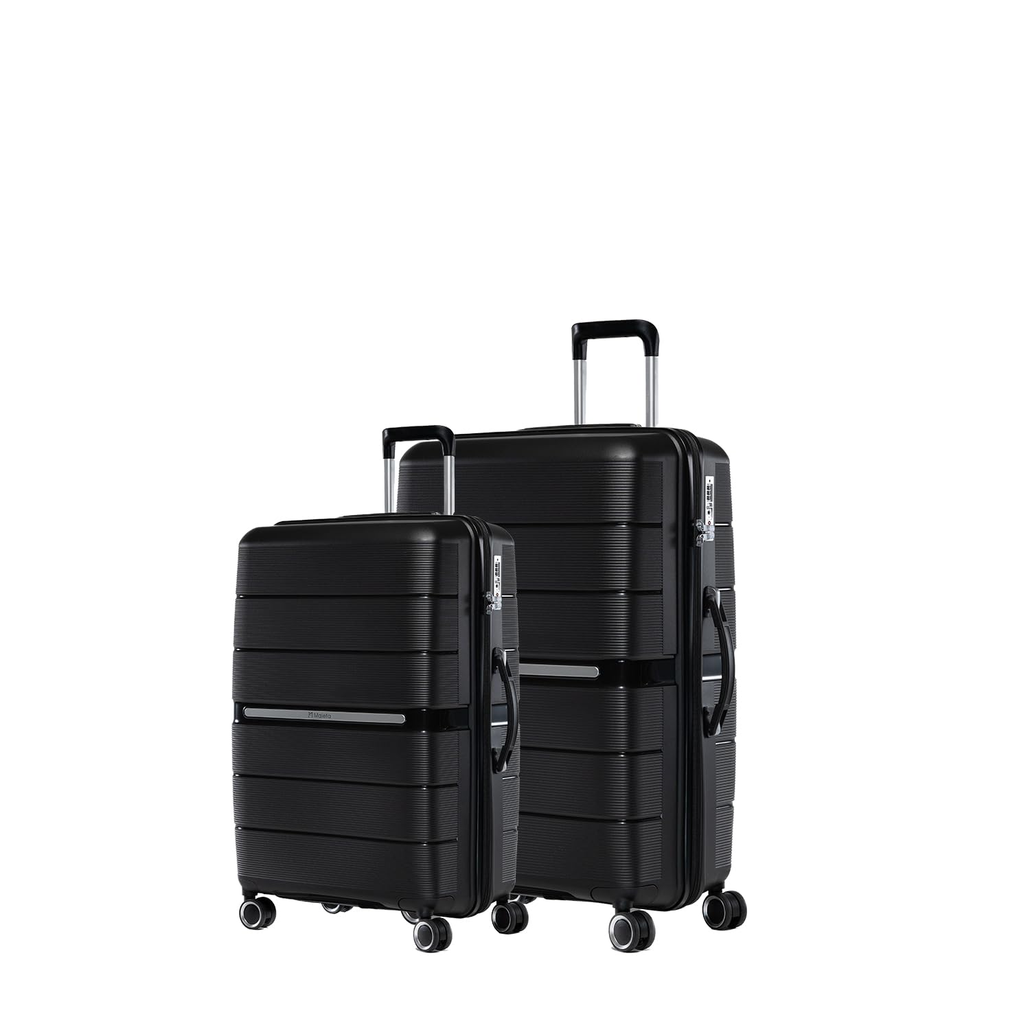 Maleta Pearl 20 and 24 inch| Hardside Luggage, Waterproof Bag | Trolley Bags for Travel | Luggage Bags for Travel | Suitcase (Set of 2 (Small+Medium), Black)