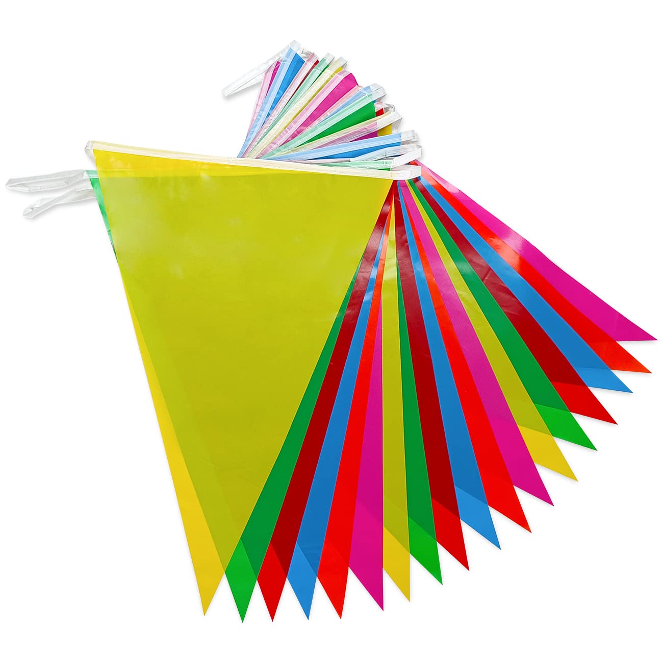 Multicolor Giant Triangle Buntings Banner 10M/33 Ft Double Sided 18 Flags Waterproof Outdoor Bunting for Wedding, Birthday Decorations| PVC Plastic Material
