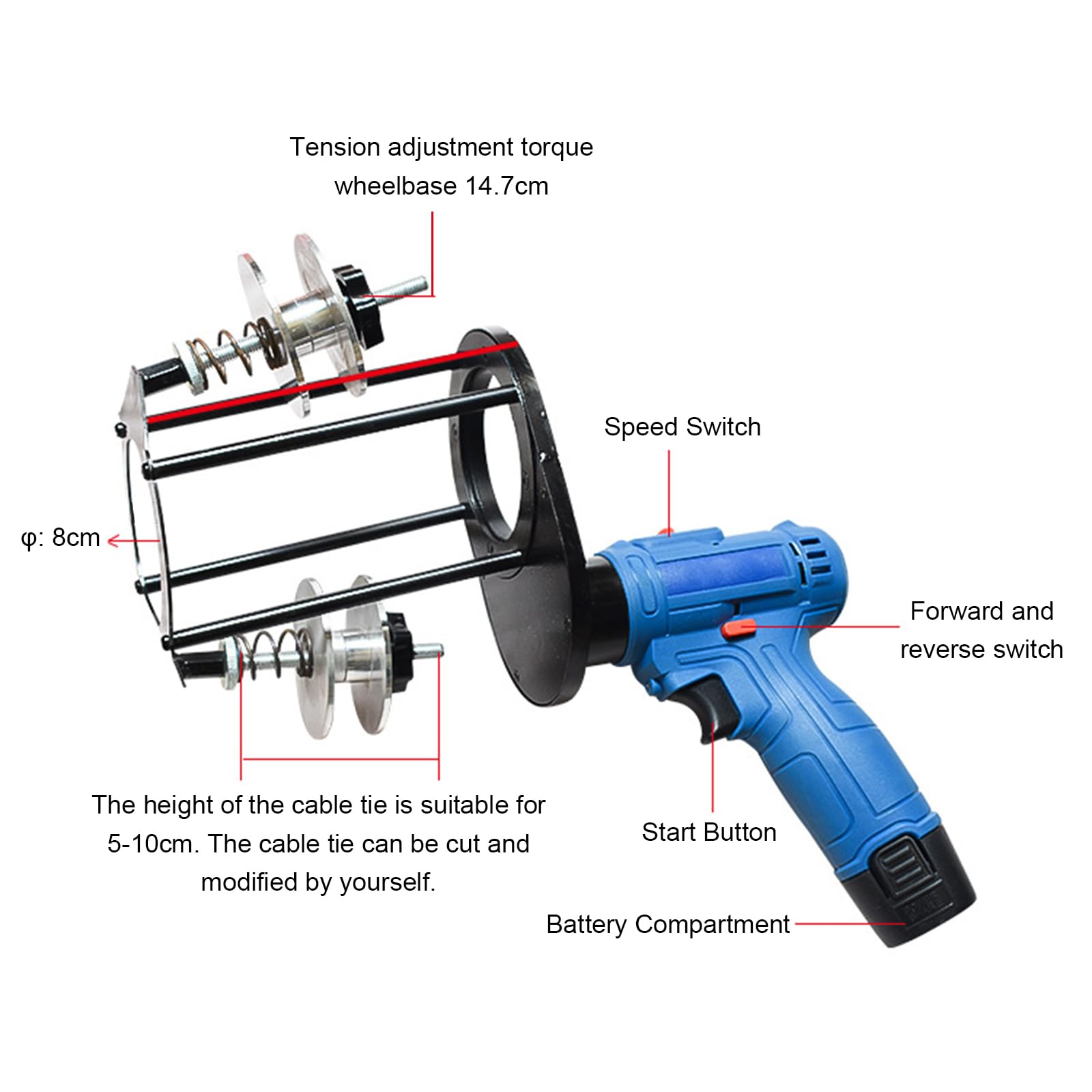 Máquina de envoltura de cinta eléctrica, herramienta de bobinado de bridas de cables, herramienta de bobinado de 7 cm para instalación de aire acondicionado, herramientas manuales