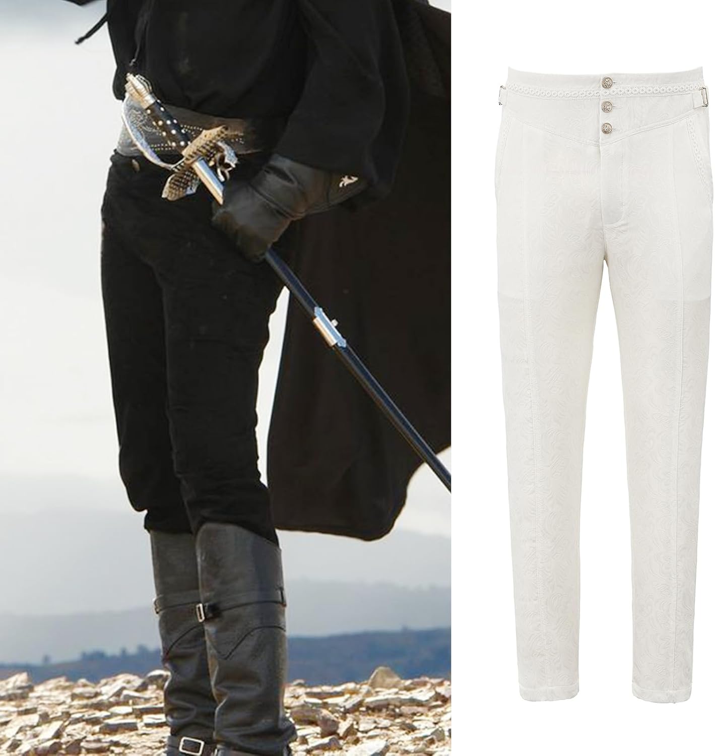 Gothic Men's Cosplay Trousers - Victorian Steampunk Costume Pants for Halloween & Medieval Occasions - Image 3