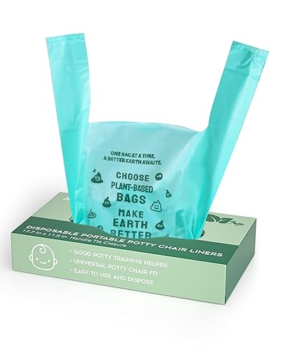 AYOTEE Forros desechables compostables para orinal para niños pequeños, bolsas de entrenamiento portátiles de 2 galones, 100 unidades, forros