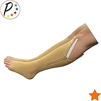 Vista 3 de Presadee Calcetín de compresión moderada de 15-20 mmHg con puntera abierta, con cremallera, hinchazón de pantorrillas