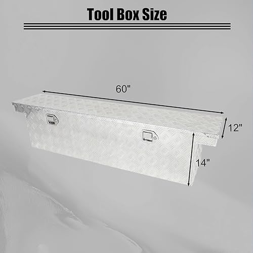 Miniatura 2 de Caja de herramientas chapada en aluminio resistente de 60 pulgadas, caja de herramientas para camioneta, caravana, remolque, caja de herramientas,