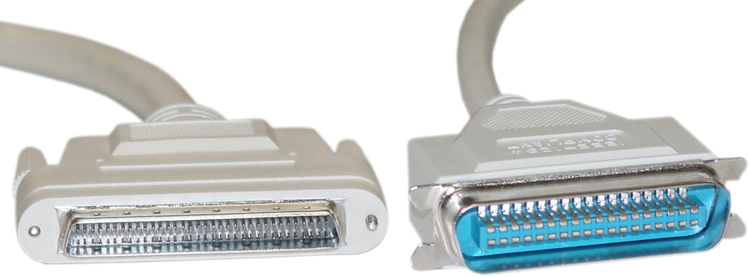 SCSI II cable, HPDB68 (Half Pitch DB68) Male to Centronics 50 (CN50) Male, 25 Twisted Pairs, Screw, 6 foot