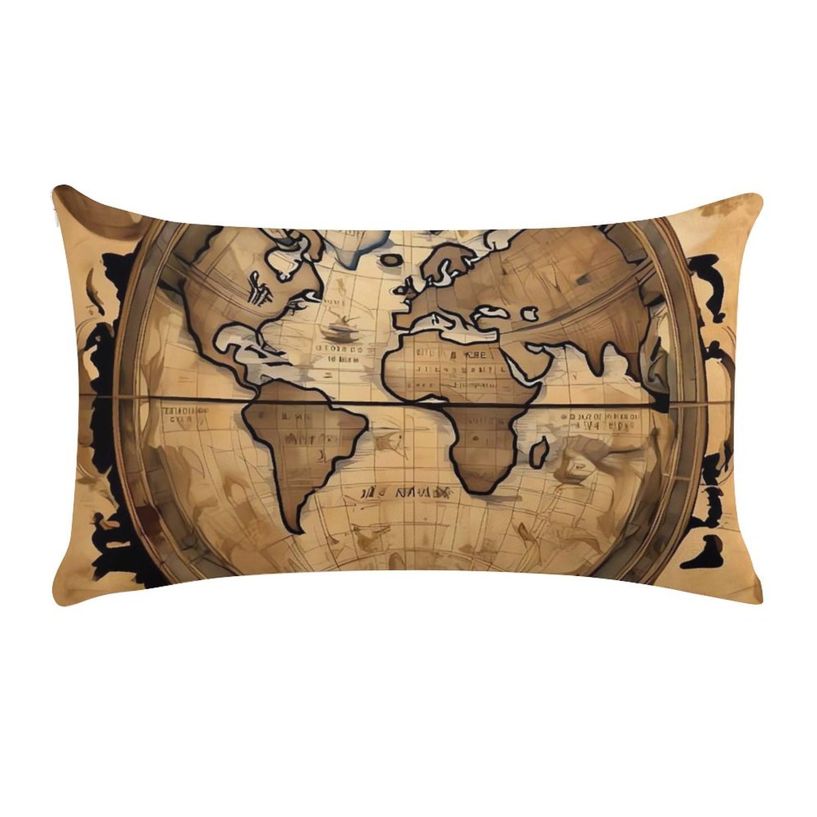 Ancient Map World Globe Pillow Cases for Sofa, Super Soft Plush Pillow Cover with Zipper, Luxury Cozy Pillow Shams for All Seasons, Lightweight Pillowcases for Bedroom, 12" X 20"