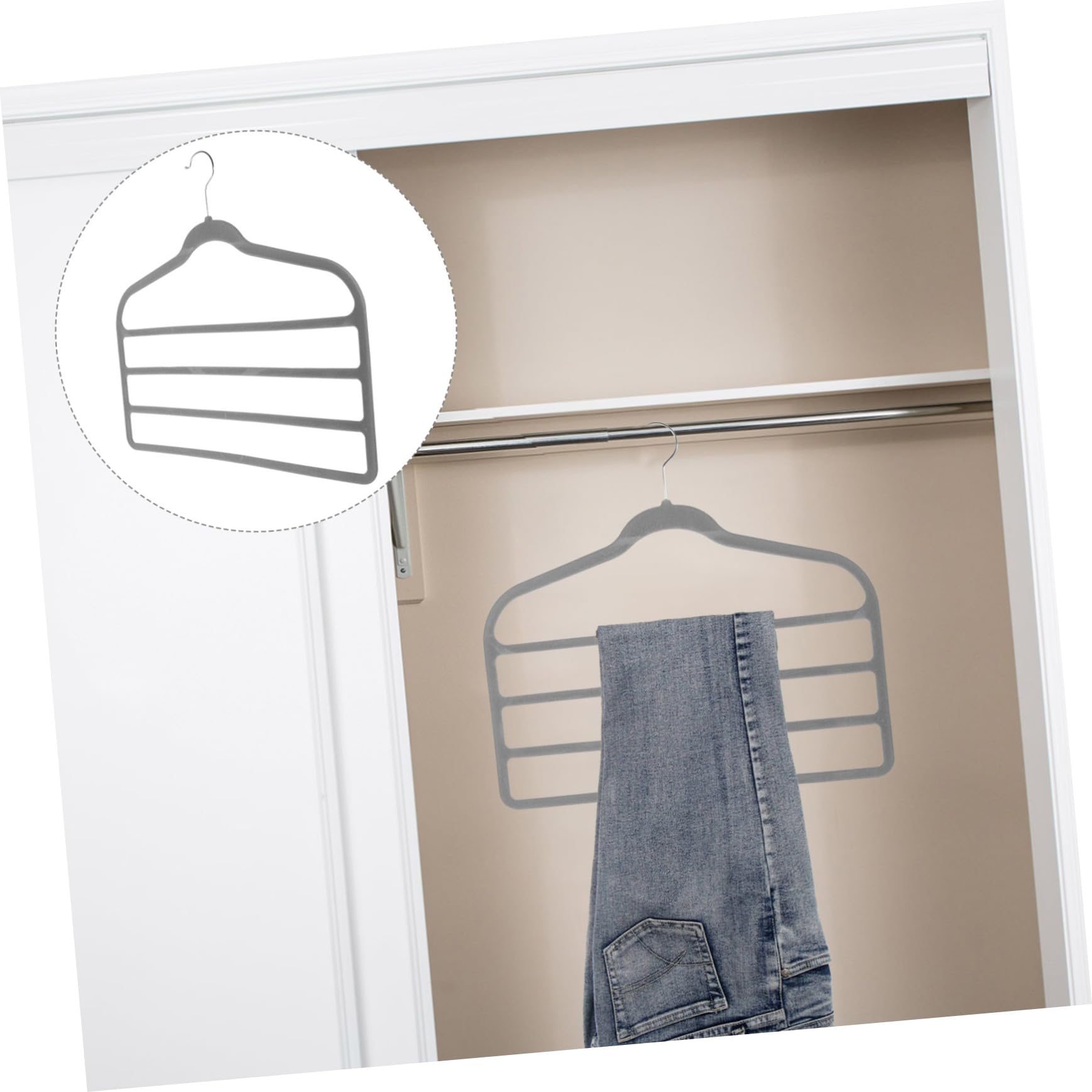 UKCOCO Perchas Multicapa de Plástico para Pantalones 10 Piezas Revestimiento de Flocking Antideslizante y Acabado Fino para Organizar Armario y Ahorrar Espacio