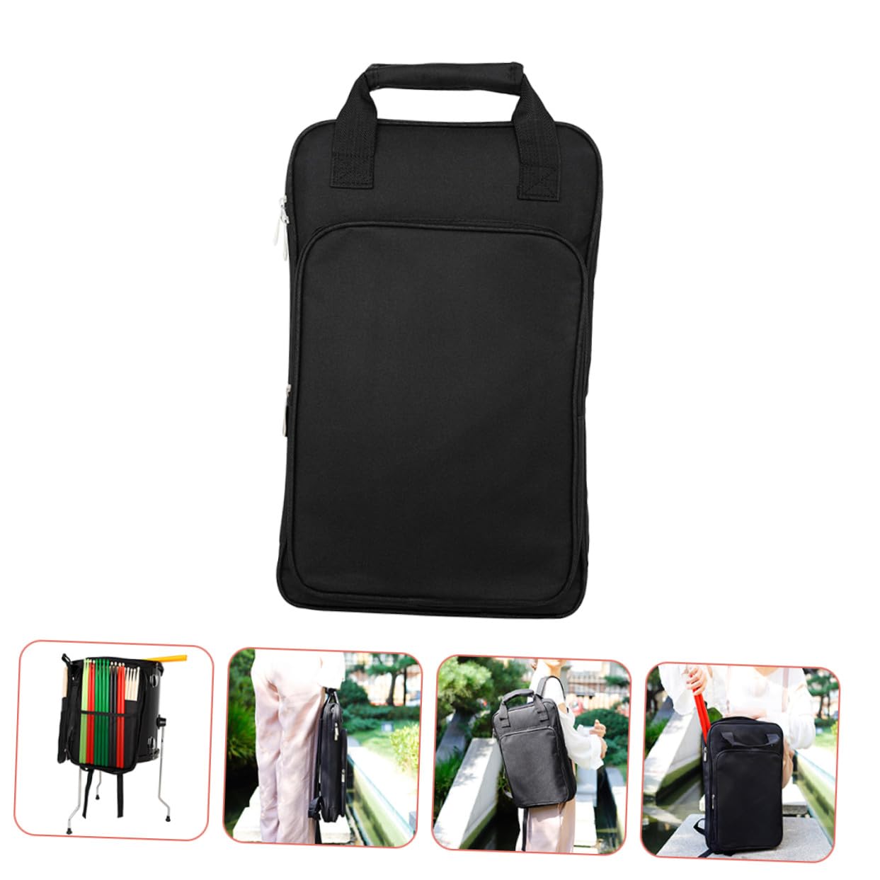 GALPADA Borsa per Bacchette da Batteria Nera Oxford Imbottitura in Cotone, Custodia Portatile Facile da Trasportare per Sale Prove e Concerti