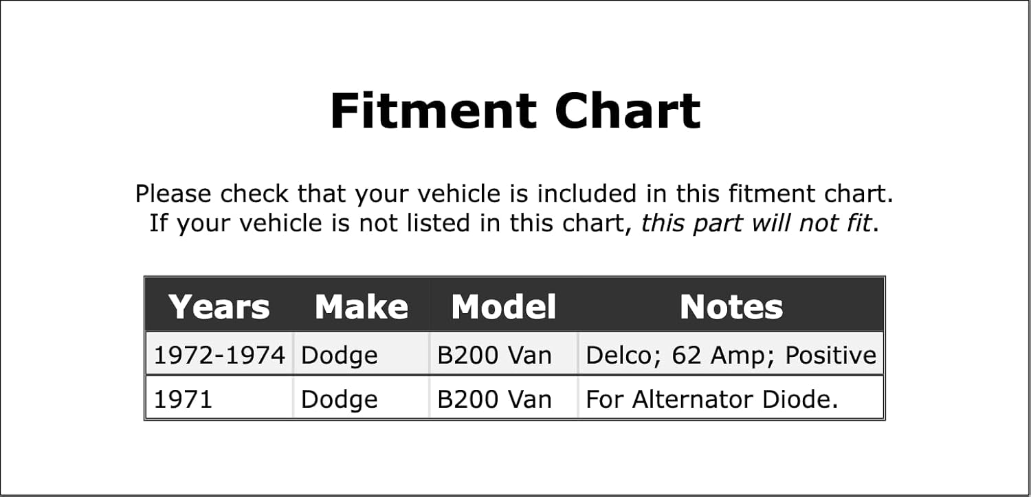 Alternator Diode Compatible With Dodge B200 Van 1974 1973 1972 1971 P-2443310