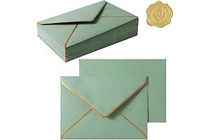 Sobres para invitaciones de boda en español A7 con borde dorado, sobres...