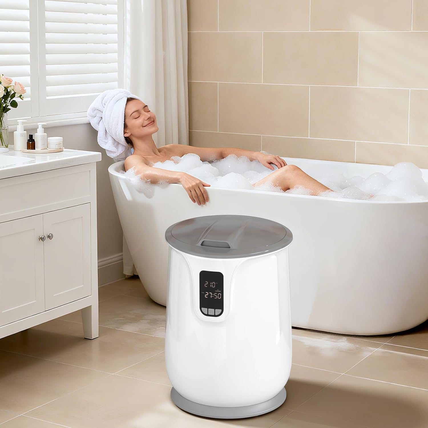 Towel Warmers for Bathroom, Towel Warmer Bucket Auto Shut Off for Spa Fits up to 3 Oversized Towels, Blankets, Clothes, Bathrobes