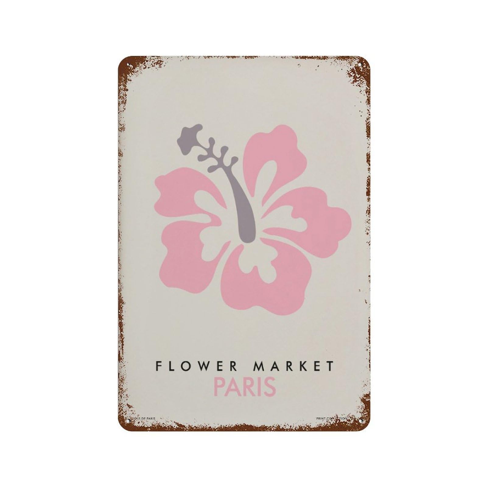 xiaoxiaoshen Paris Flower Market Pink Floral1 Wall Decor Art Metal Tin Poster Modern Home Decor Art Home Bar Shop Decorations Vintage Sign 30x20cm