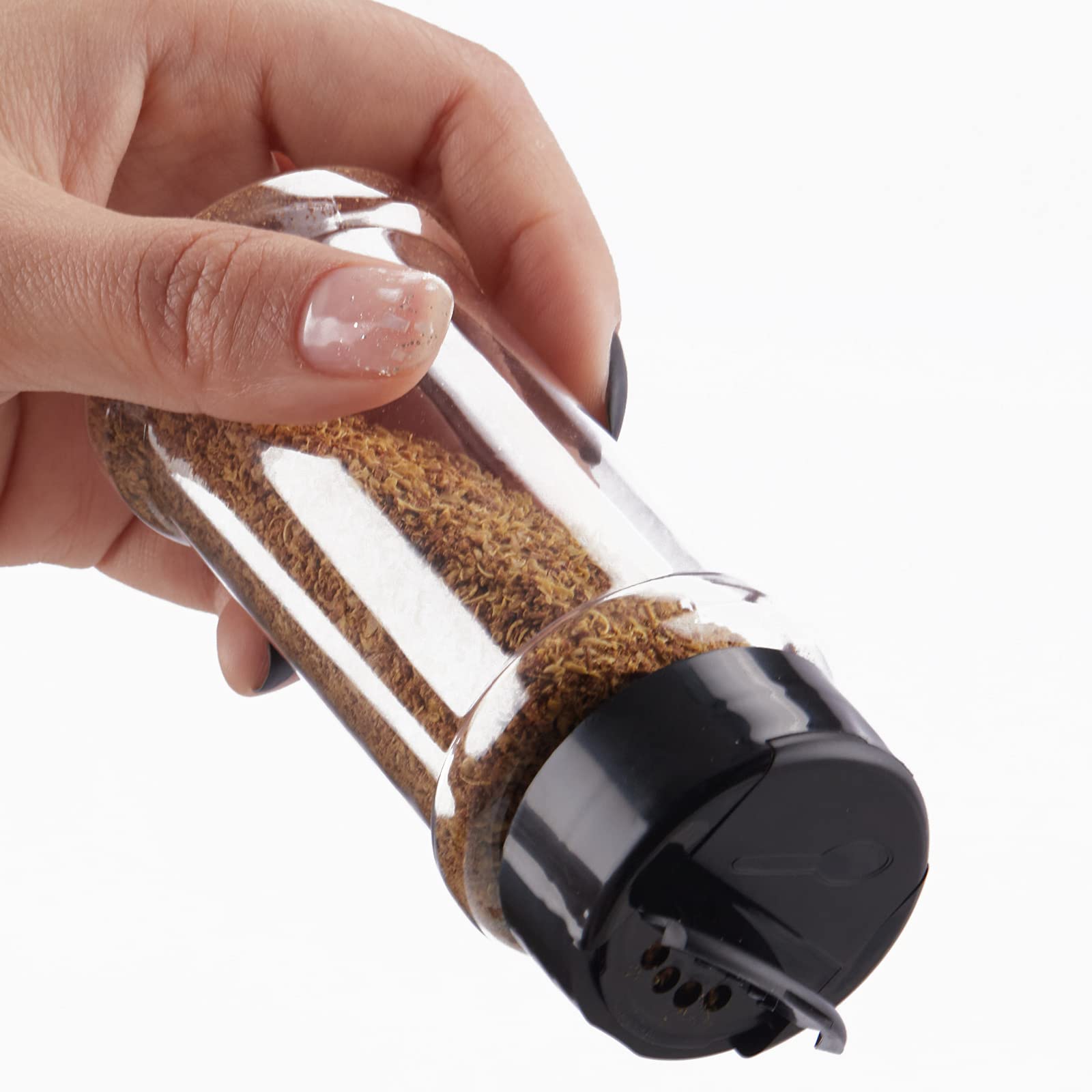 Qeirudu 14 Pack 3 oz Clear Plastic Spice Jars with Shaker Lids and