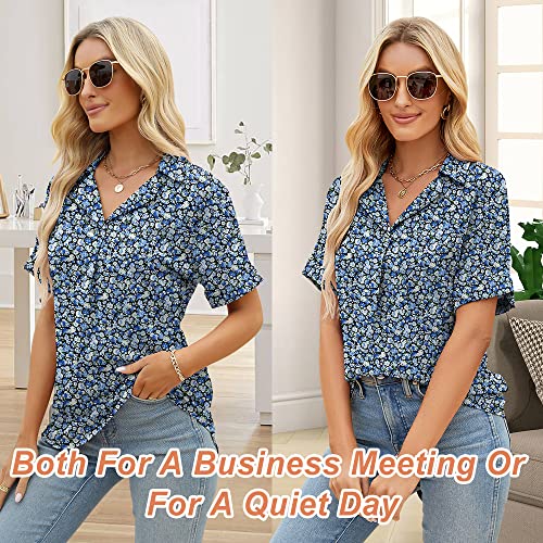 Kistore Womens Short Sleeve Polo Shirts Casual Collared Summer Golf Tops Elegant V Neck Office Polo T-Shirts Large #TOP2
