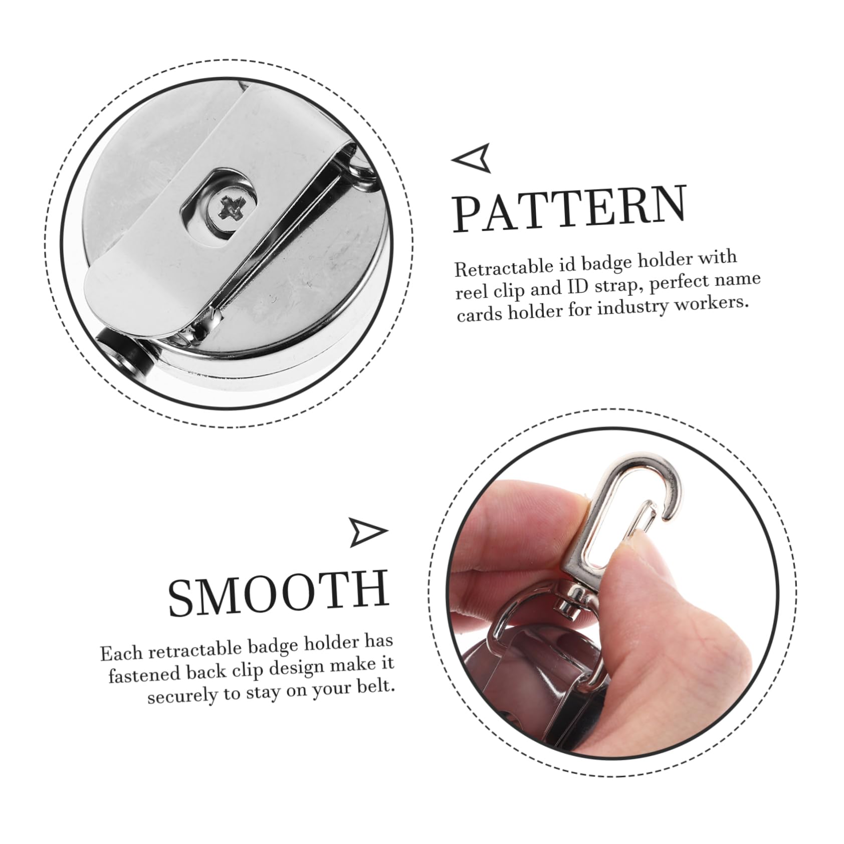HOMSFOU 3 set Porta Badge Retrattile Con Portachiavi Accessorio Da Lavoro Retrattile Portachiavi Retrattile Porta Badge Retrattile Clip Per Badge Retrattili Acciaio 2 pezzi * 3