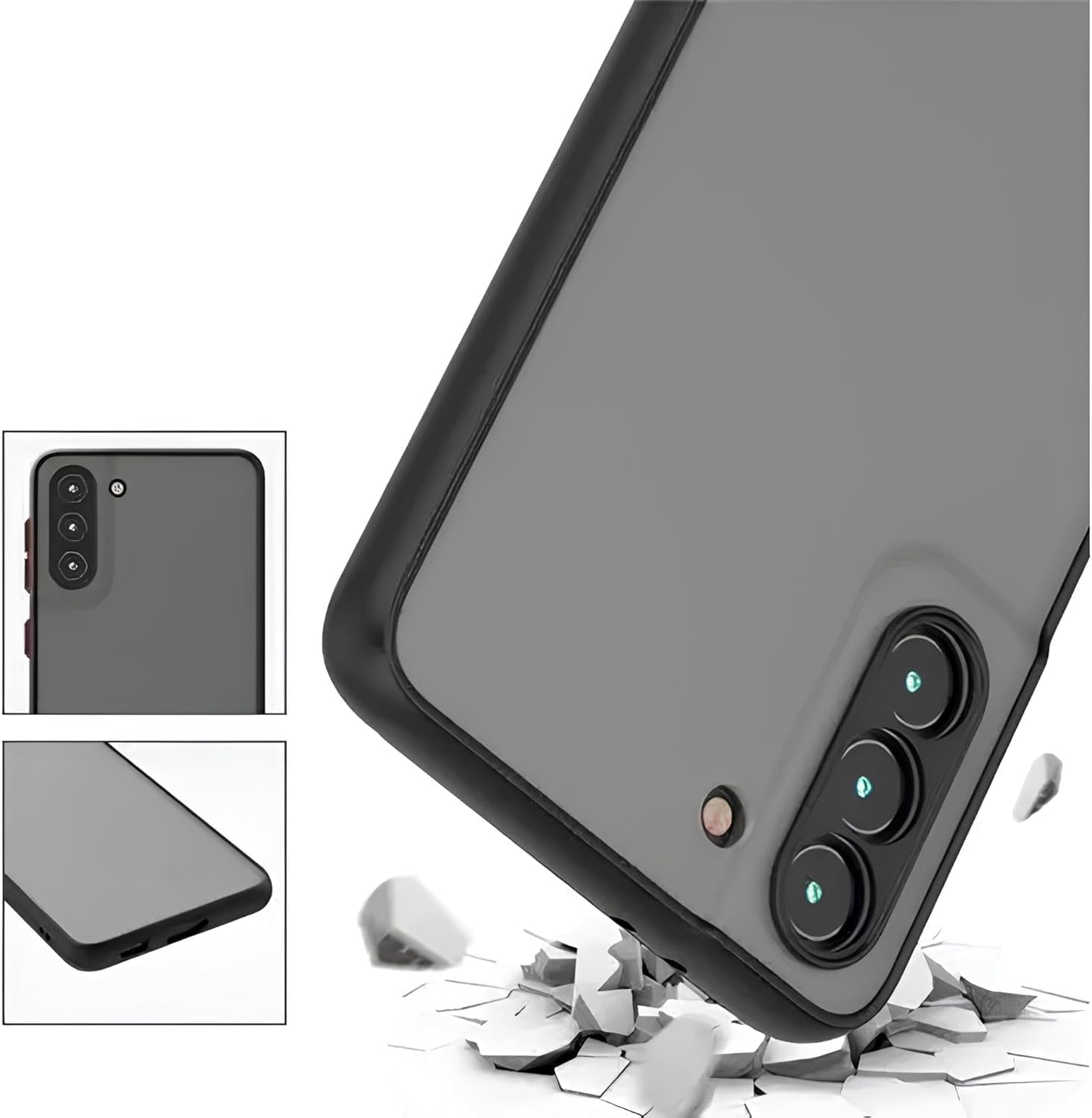 Capa Capinha Case Premium Anti Impacto Fosca Preta Translúcida com Proteção de Câmera para Samsung Galaxy S23, S23 Plus e S23 Ultra (S23)