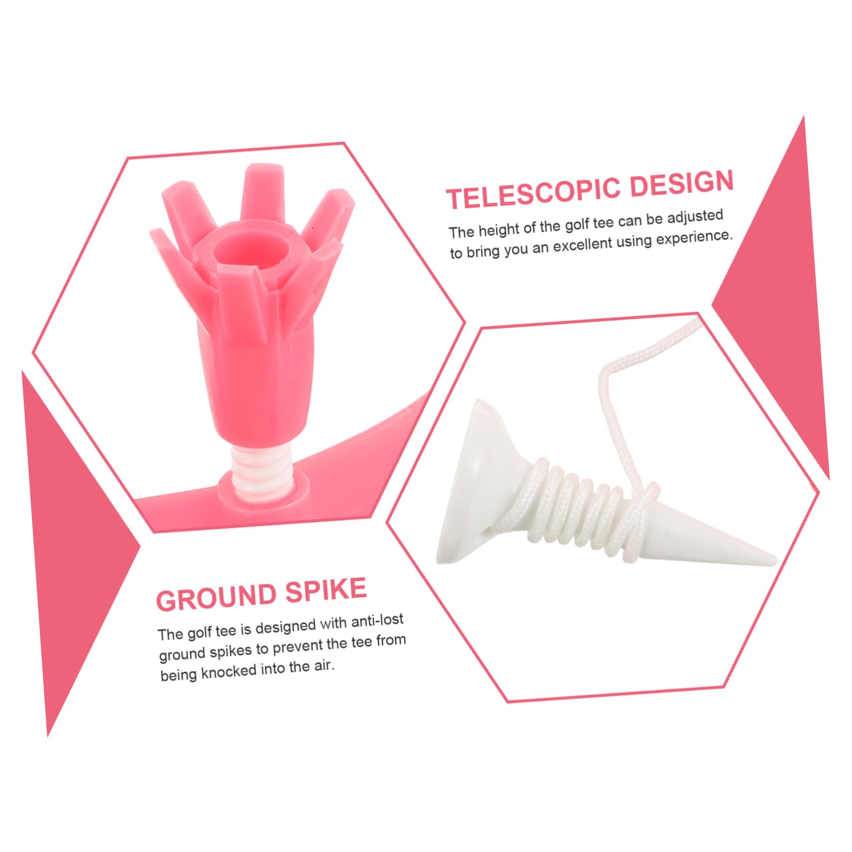 Kisangel Bola Telescópica Ajustable Limpiador De Golf tee De Golf Multifuncional tee De Golf Reutilizable Tees De Golf Magnéticos De Golf Viceprofesionales Rosa Goma Blanda Abs