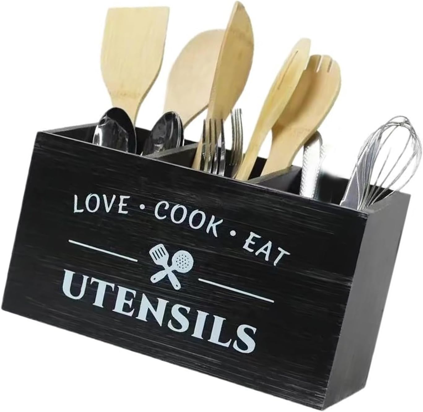 Sturdy Wood Cutlery Storage Box for Modern and Farmhouses Styles Kitchens Wood Tool Holder