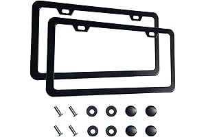 2PCS Matte Black Premium Rear License Plate Holder with Rust-Proof Aluminum and Universal Fit